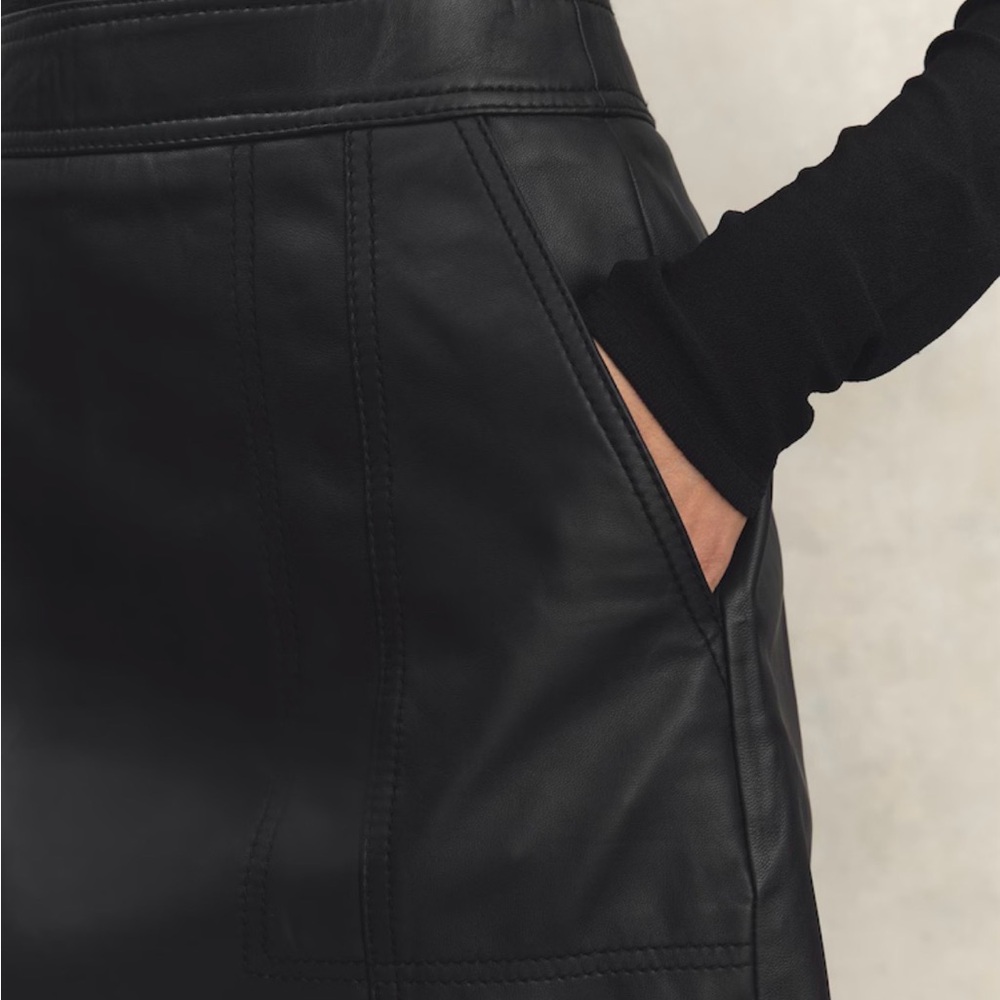 NWT Reiss Black Leather “Edie” Mini Skirt - Picture 8 of 14